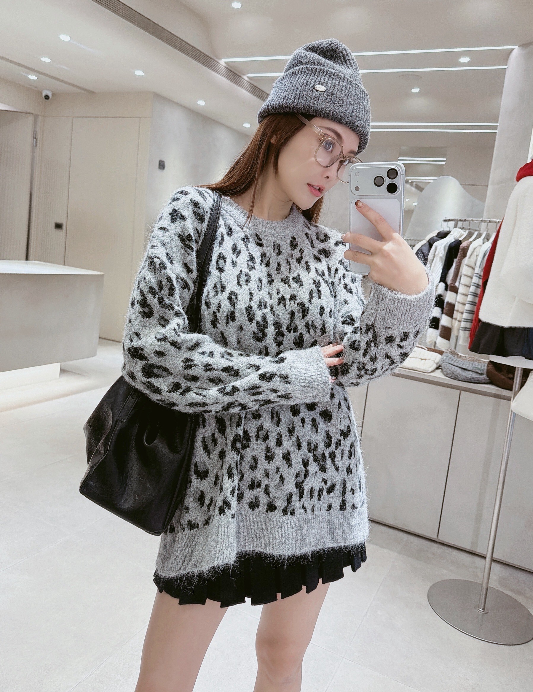 小豹紋針織毛衣