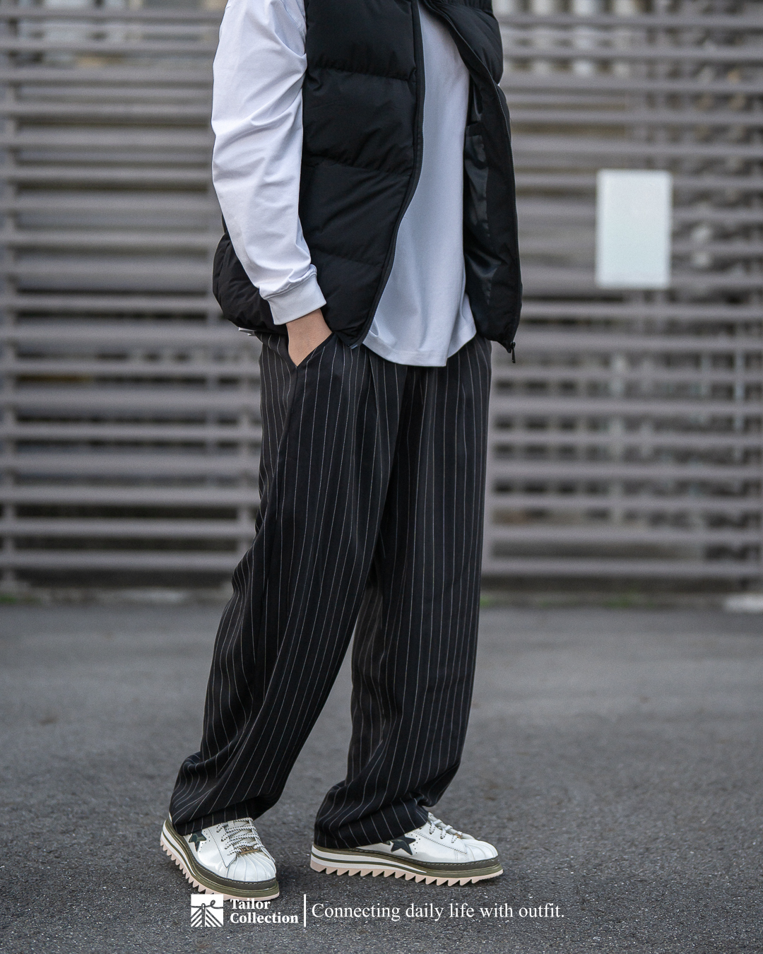 #現貨+預購 Tailor collection 老錢風 豎條紋 垂墜 打摺西裝褲 兩色