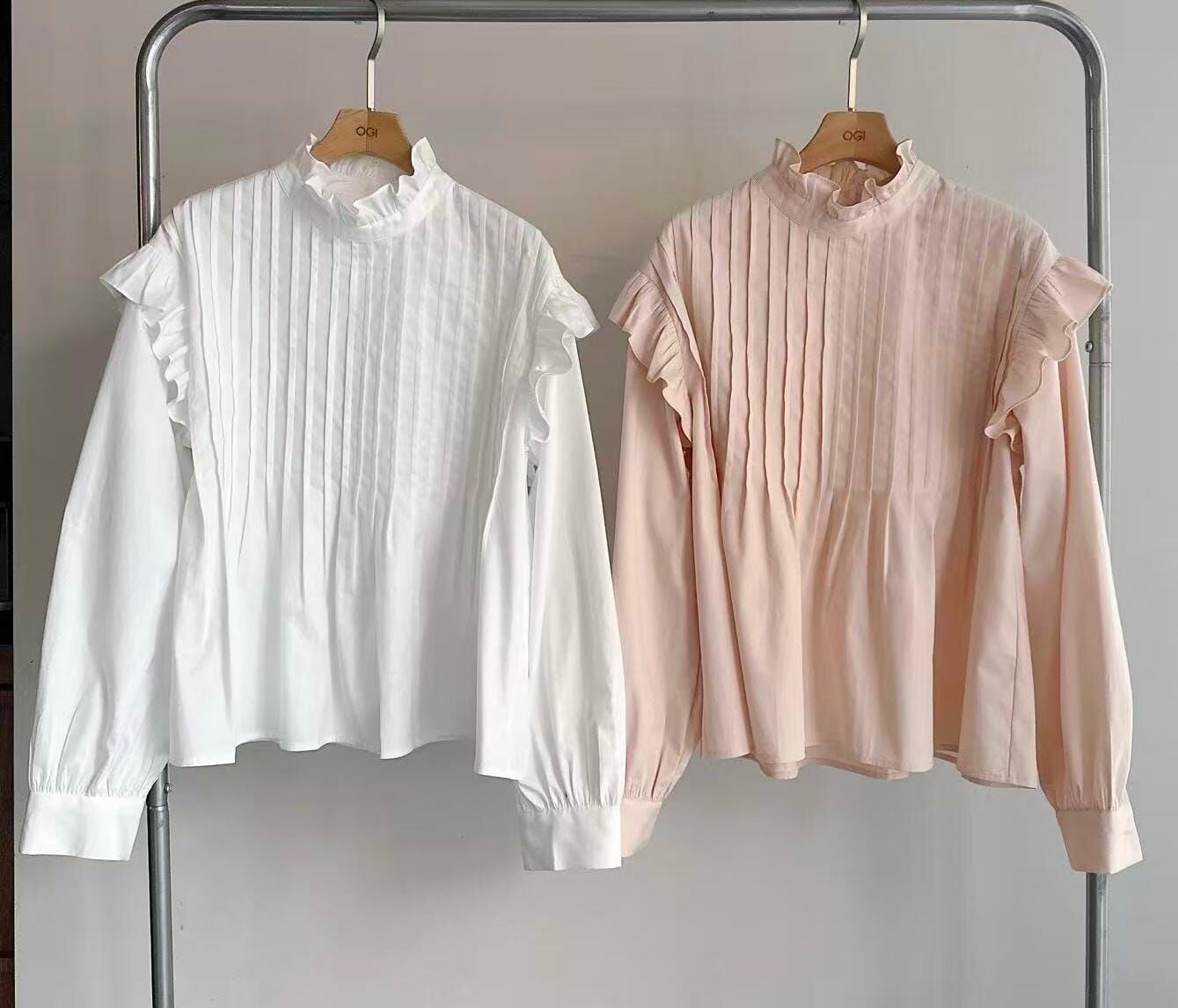 OG5405 壓百褶騎士立領上衣