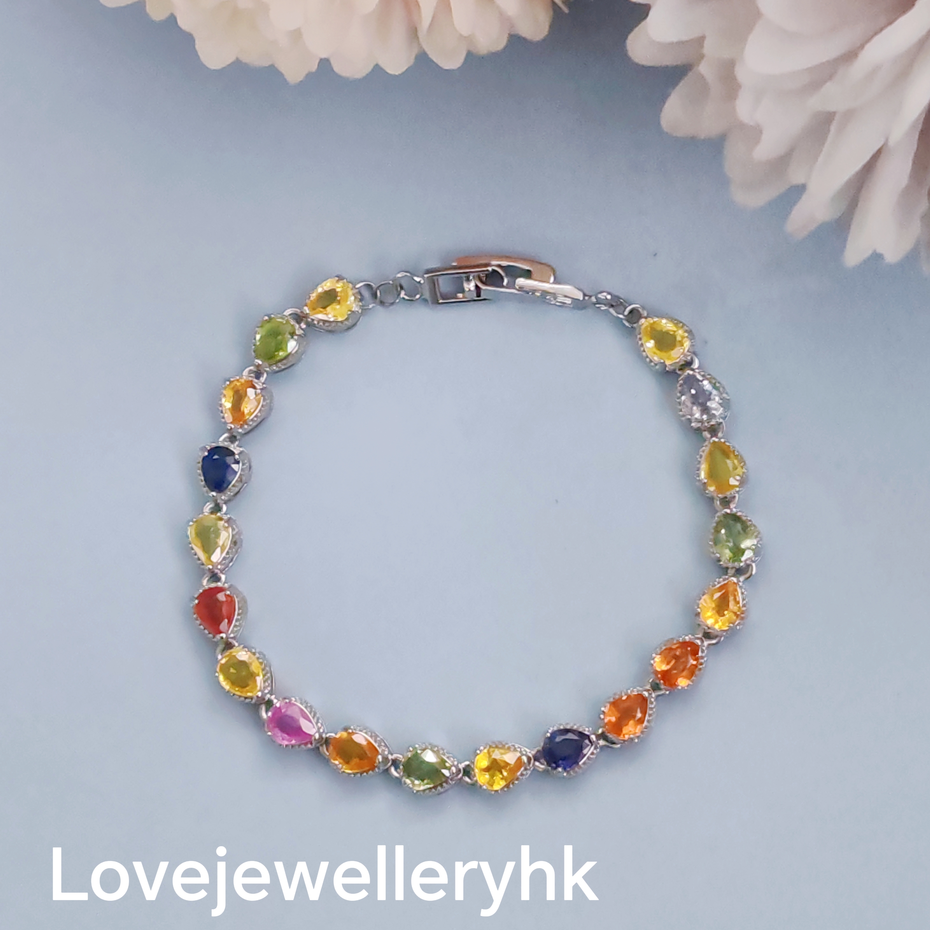 天然彩色藍寶石手鍊        GB023