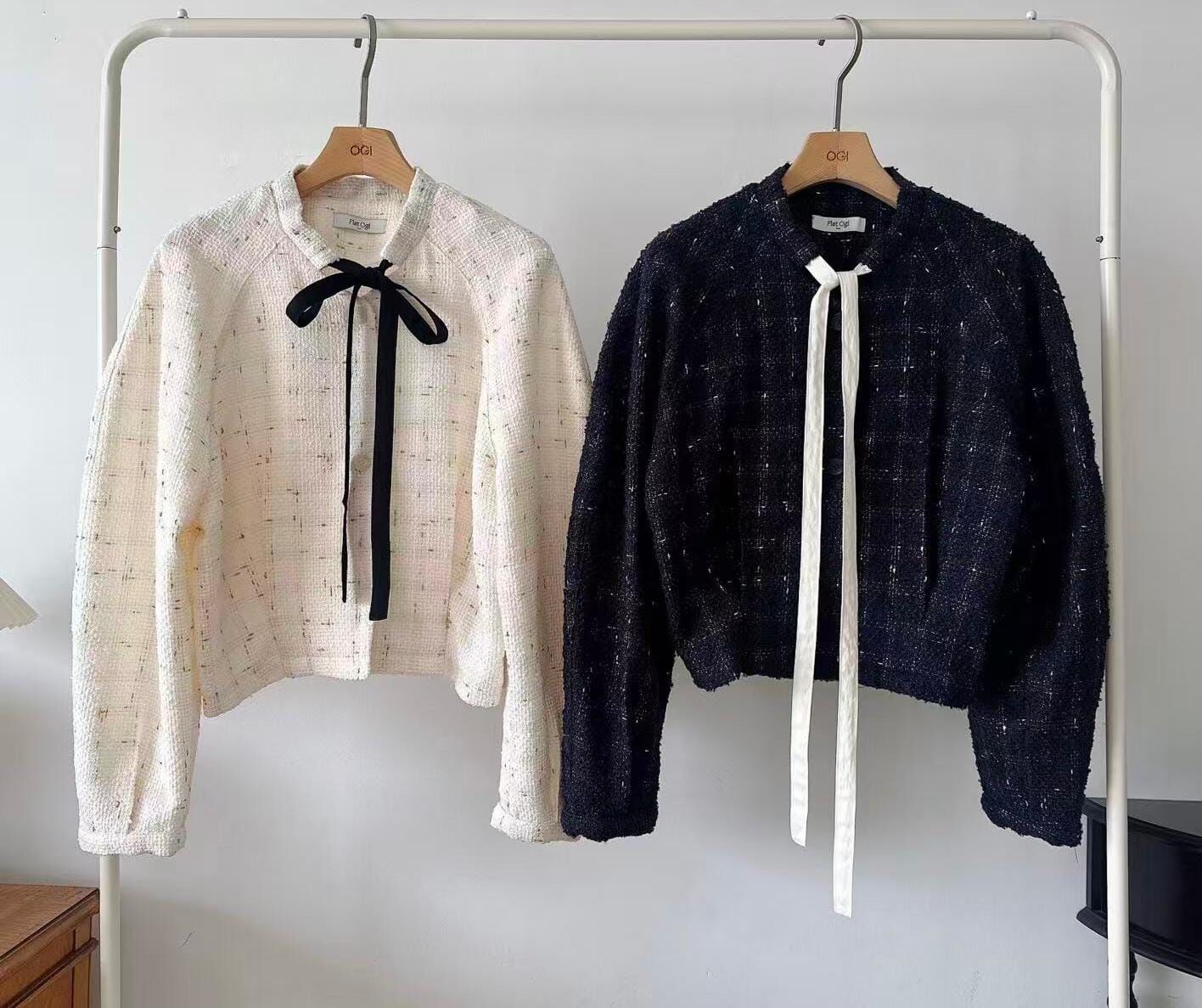 OG5413 毛呢暗紋插肩外套