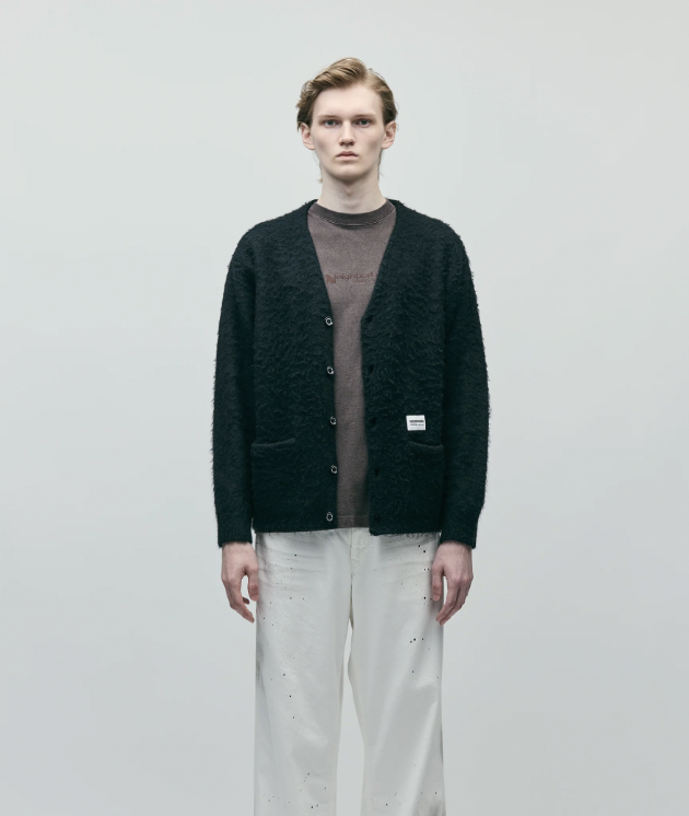 NEIGHBORHOOD FW25 MOHAIR CARDIGAN | BLACK / OLIVE DRAB