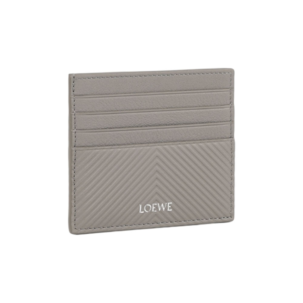 【LOEWE】紋理小牛皮開放式卡夾8卡名片夾/卡片夾(貝殼灰)