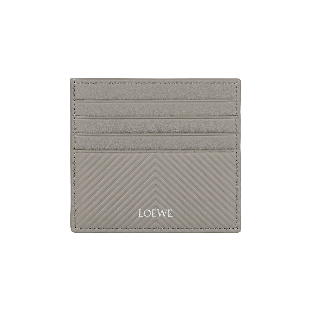 【LOEWE】紋理小牛皮開放式卡夾8卡名片夾/卡片夾(貝殼灰)