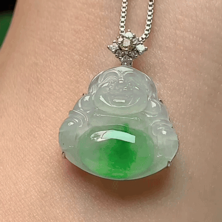 1226327 翡翠飄綠佛公吊墜