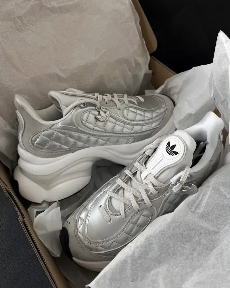 Adidas Ozvenuz 小香風 菱格紋 厚底 老爹鞋 灰銀色