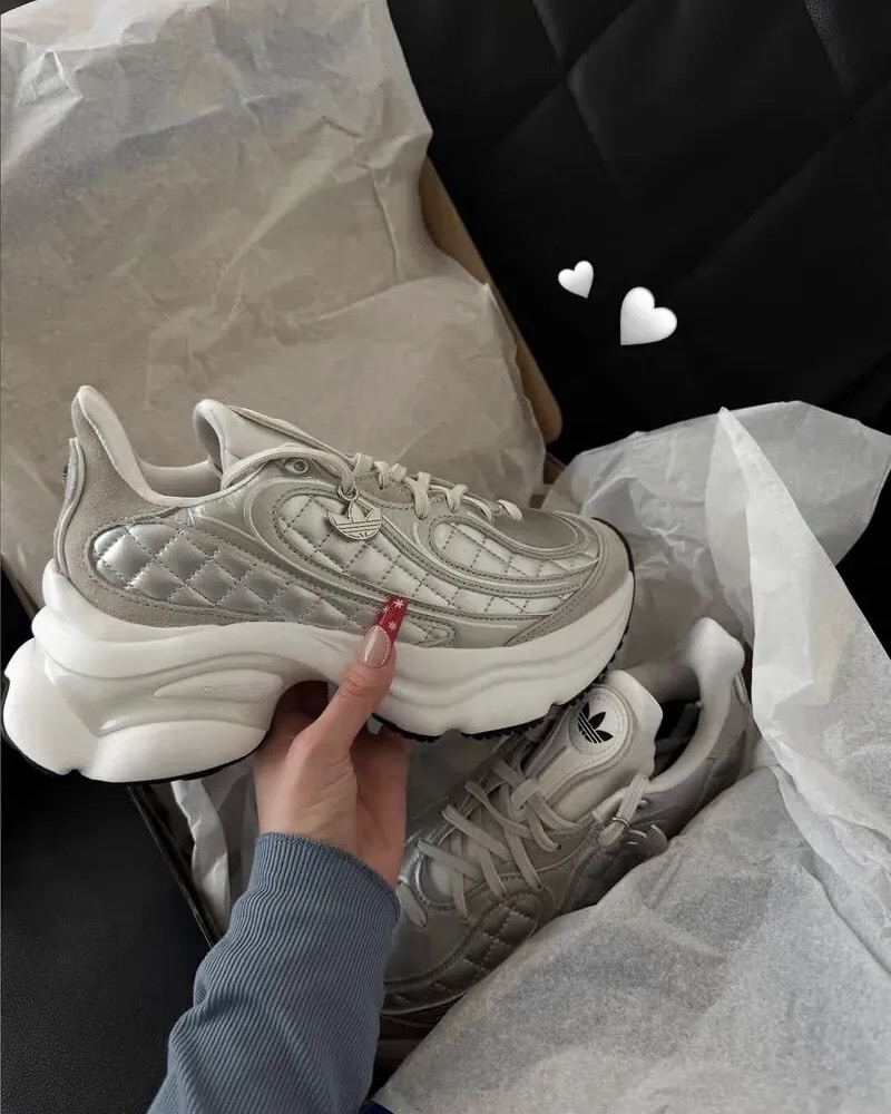 Adidas Ozvenuz 小香風 菱格紋 厚底 老爹鞋 灰銀色