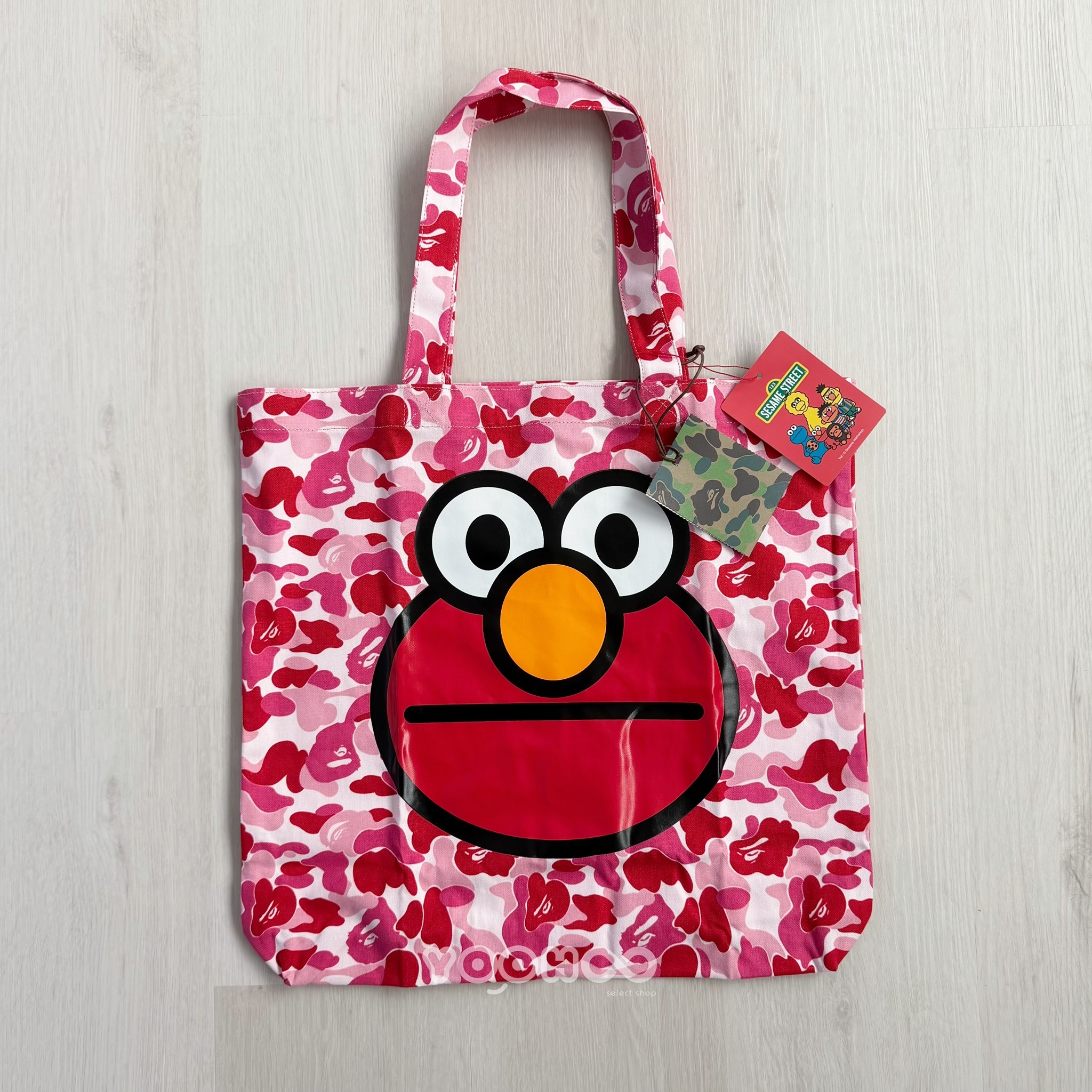 現貨┃BAPE x Sesame Street ABC Camo Elmo 芝麻街 聯名 粉紅 迷彩 托特包 A BATHING APE