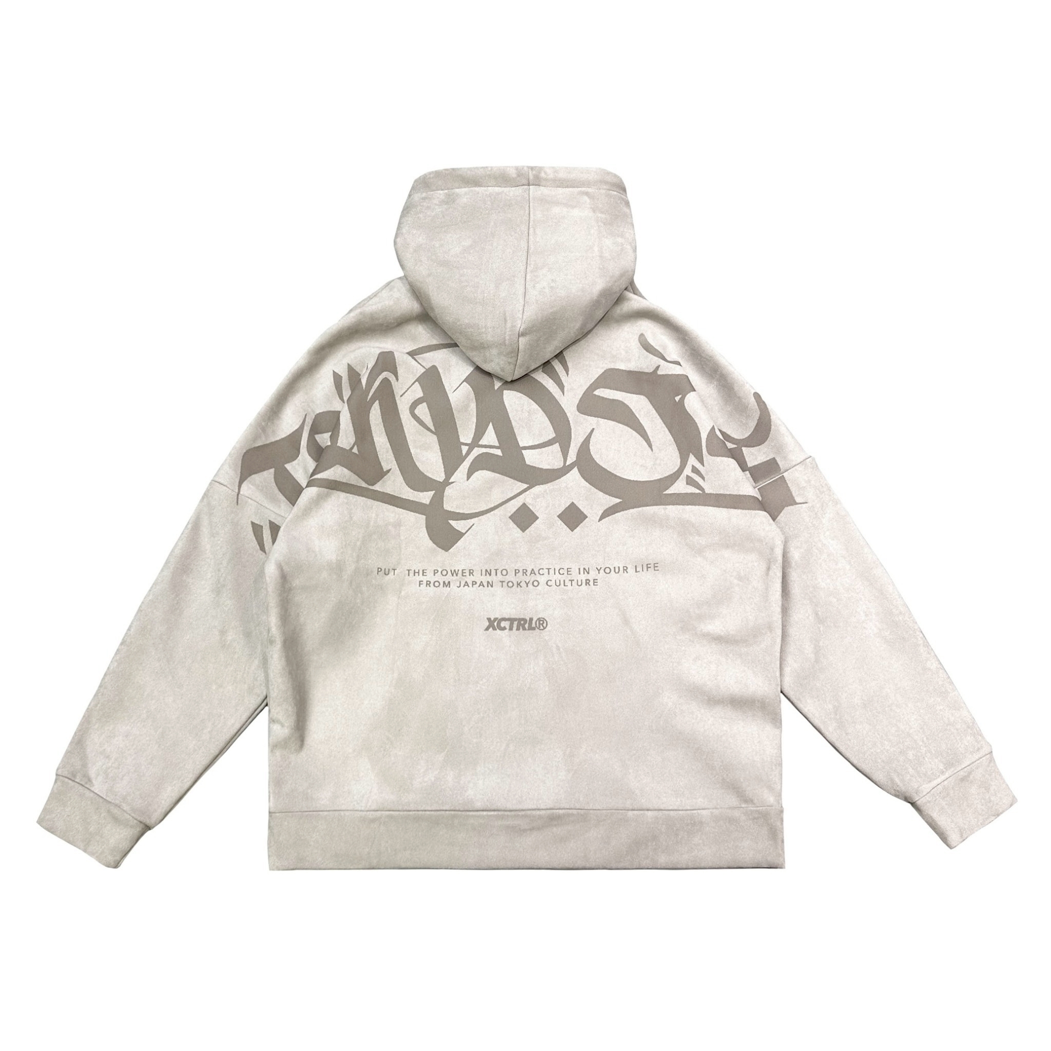 XCTRL 東京塗鴉皮絨寬版帽T-淺灰