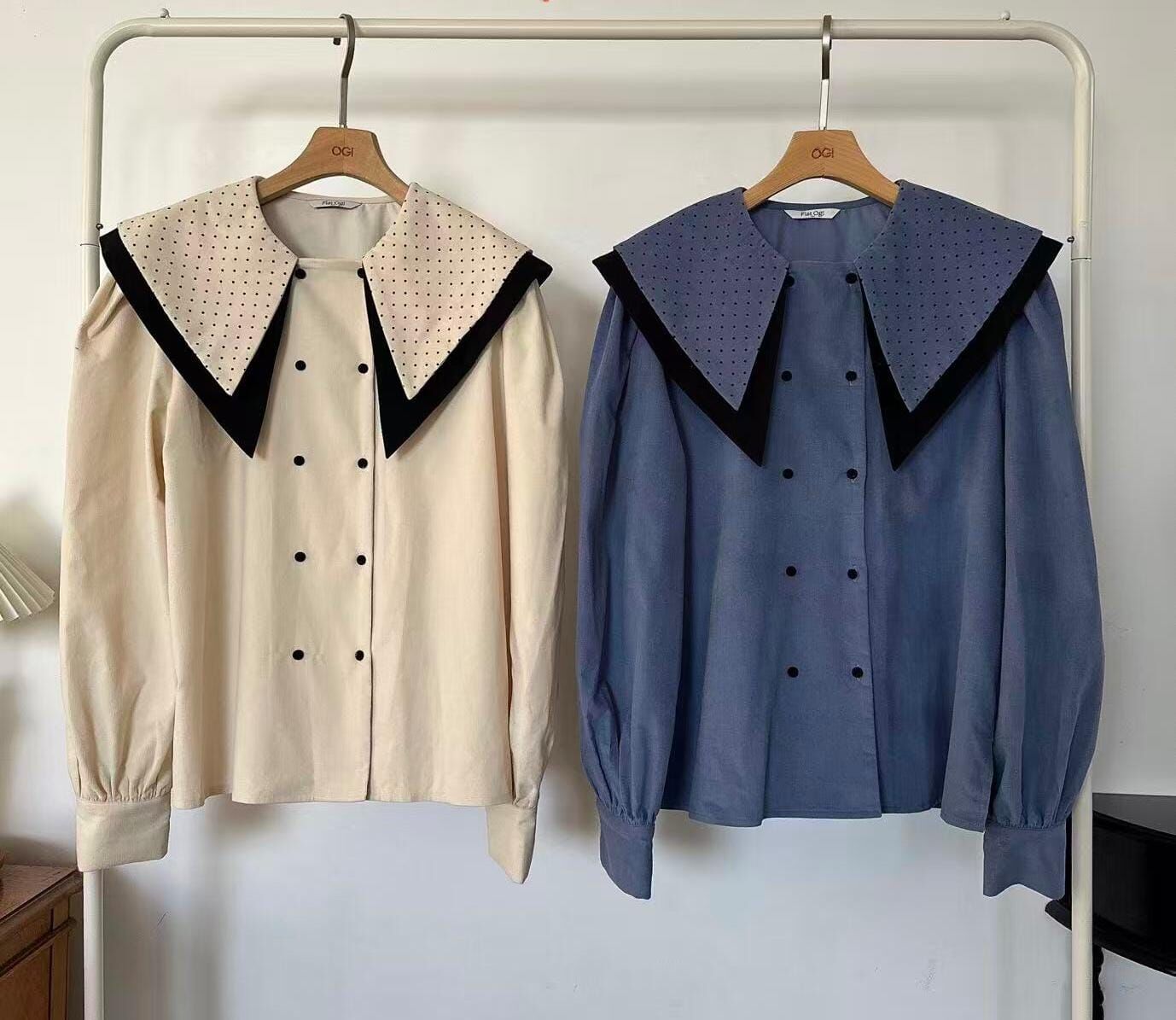 OG5415 排扣尖領恤衫