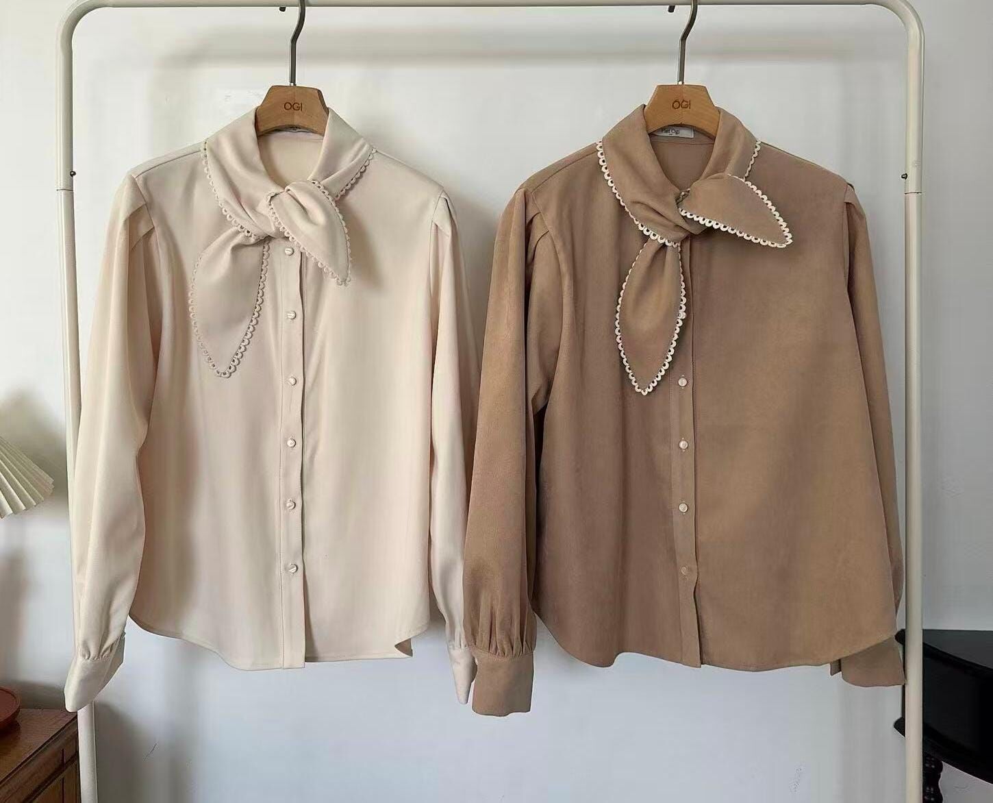 OG5416 花邊領巾恤衫