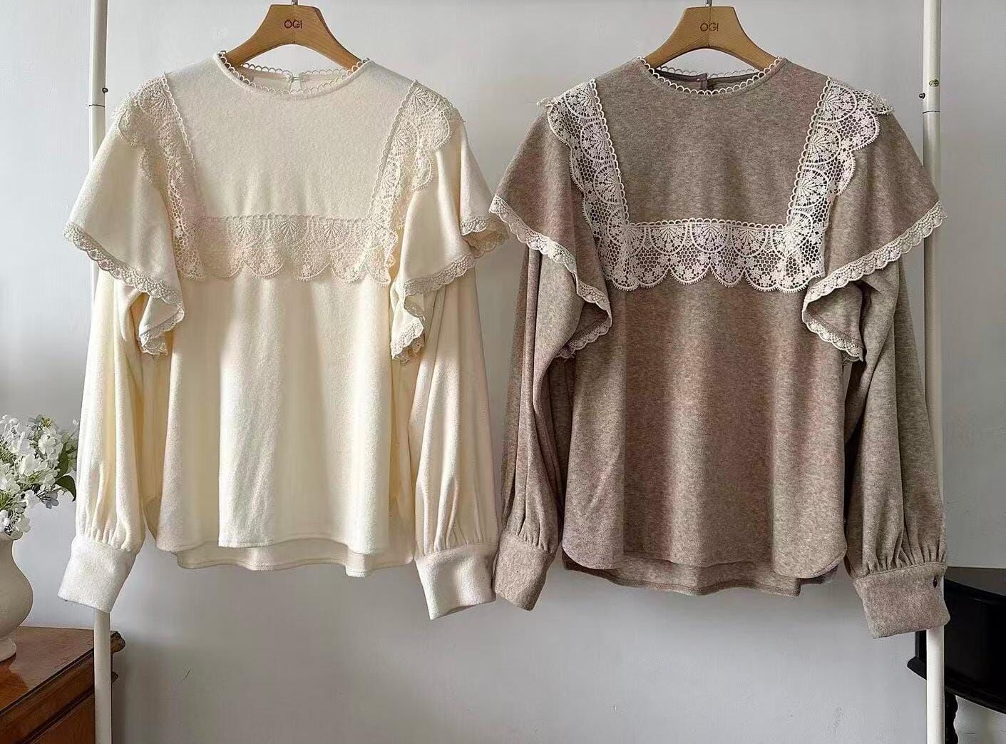 OG5419 披肩式羊腿袖上衣