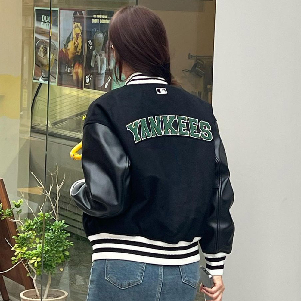 代購- MLB  紐約洋基隊 拼色字母 單排扣棒球服 男女同款