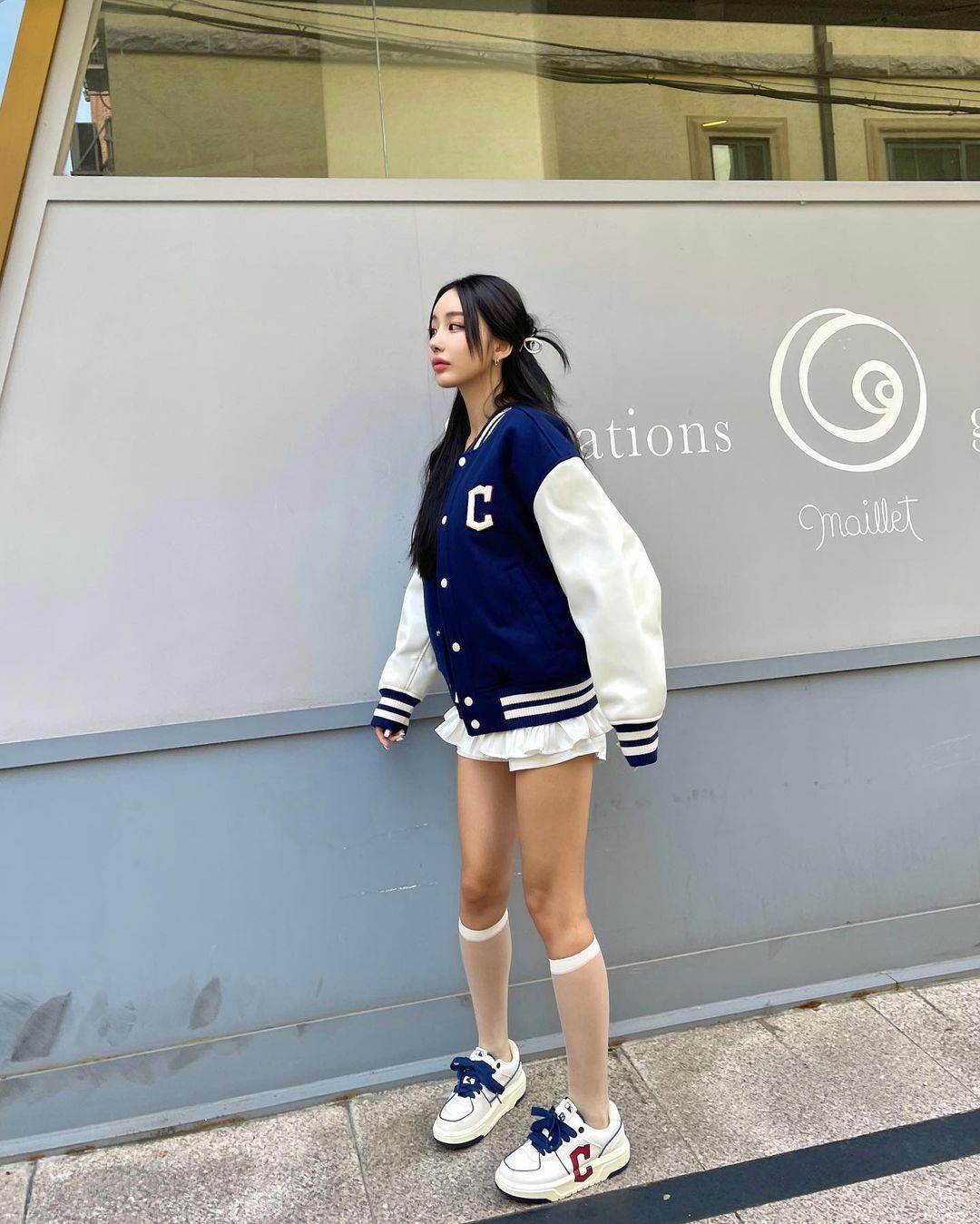 代購-MLB  23FW 克利夫蘭印第安人隊 拼色字母單排扣 棒球服 男女同款