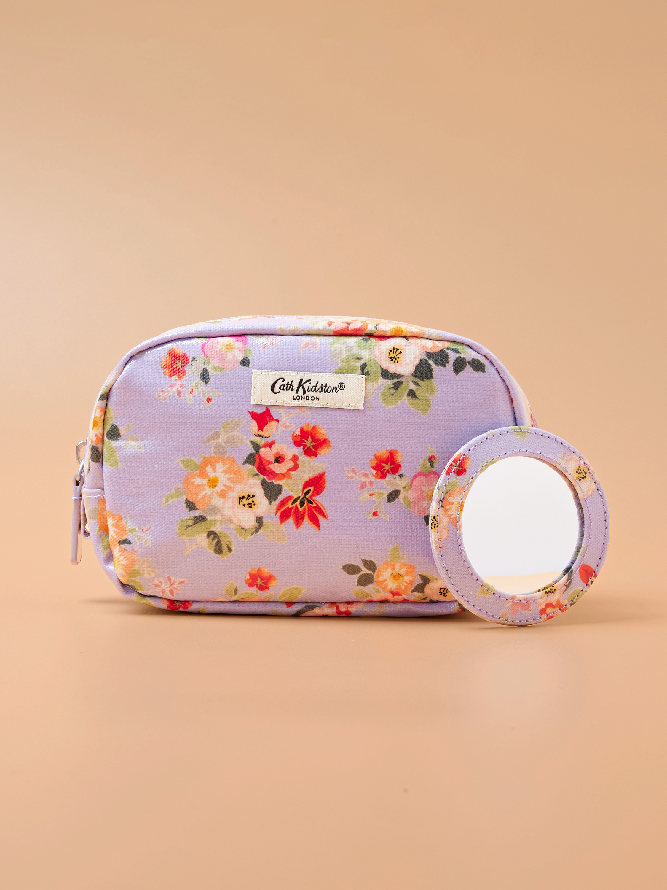 Archive Floral  經典款亮面拉鏈化妝包（附美妝鏡）
