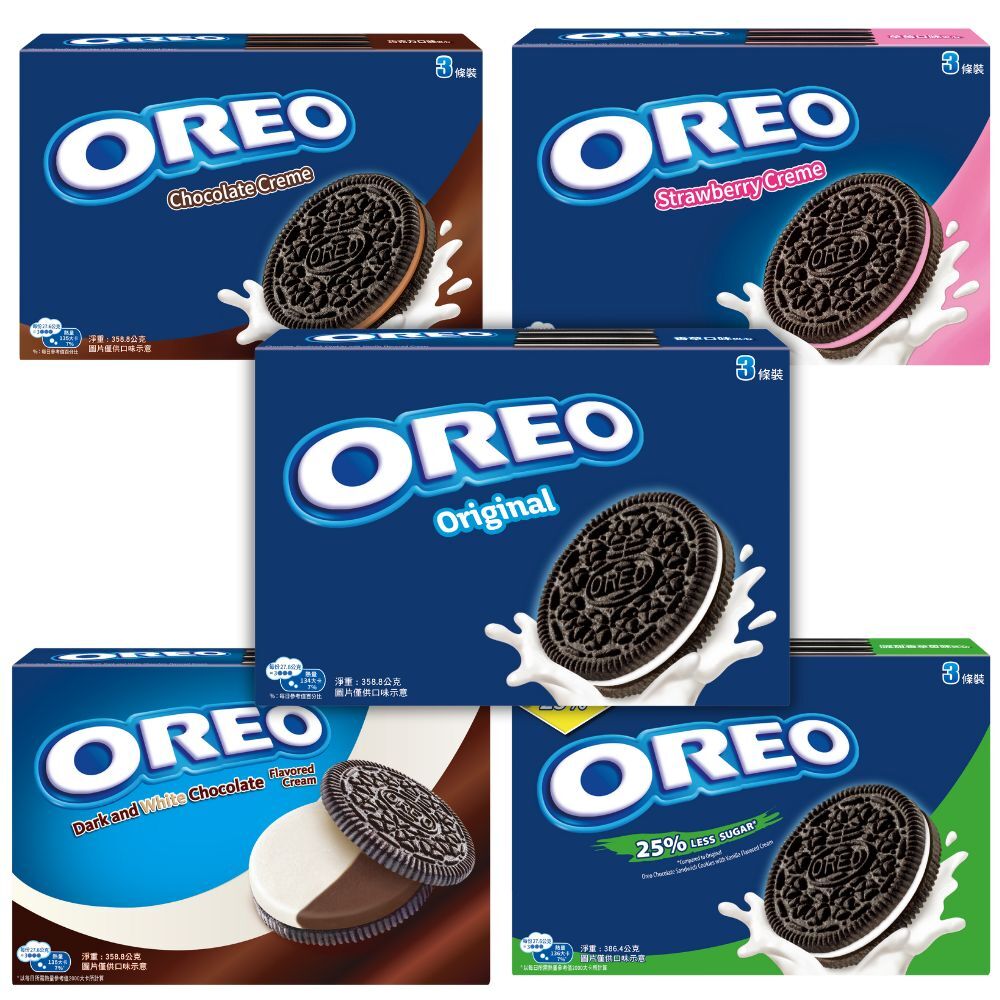 （箱購）OREO奧利奧夾心餅乾 量販包(香草/巧克力/草莓/減甜/黑白巧克力) x 12盒/箱