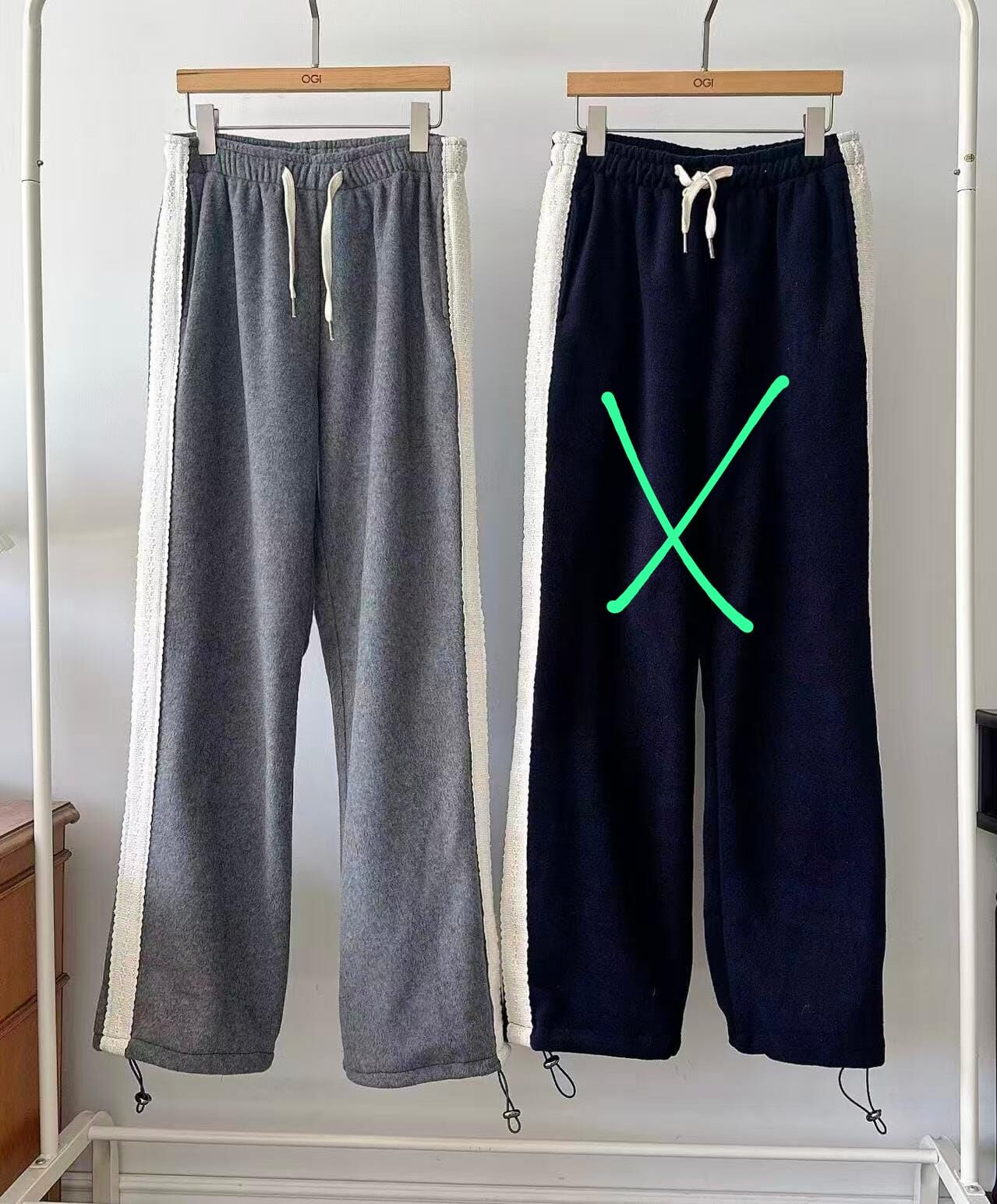 OG5423 撞色蕾絲花邊運動褲 - 灰色