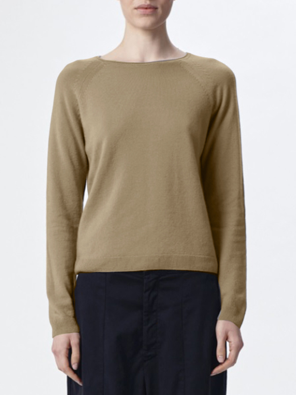 TRANSIT 一字領針織上衣(卡其)