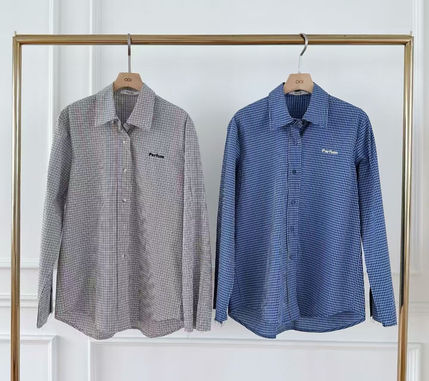 OG5427 字母logo格紋恤衫