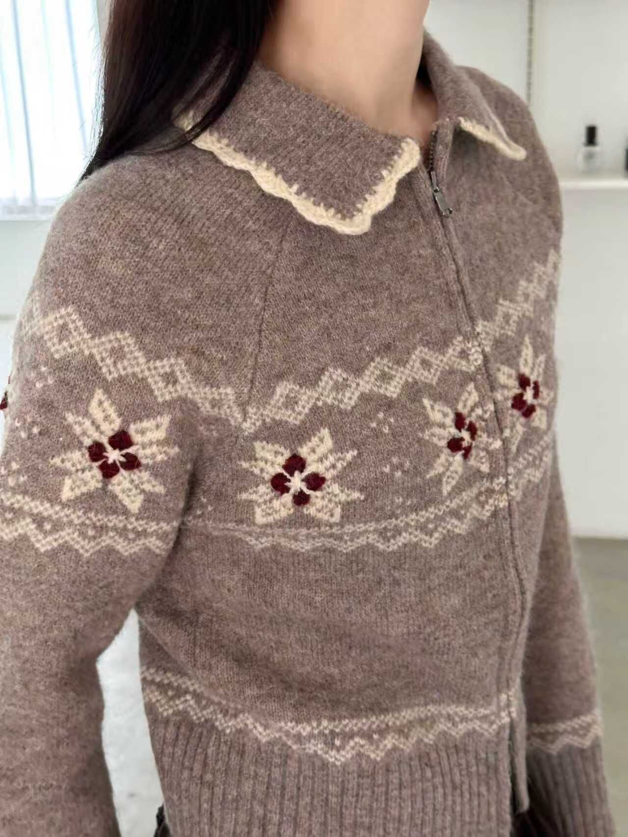 OG5429 雪花圖案拉鍊外套 *特價* (優惠碼同充值購物金不適用)