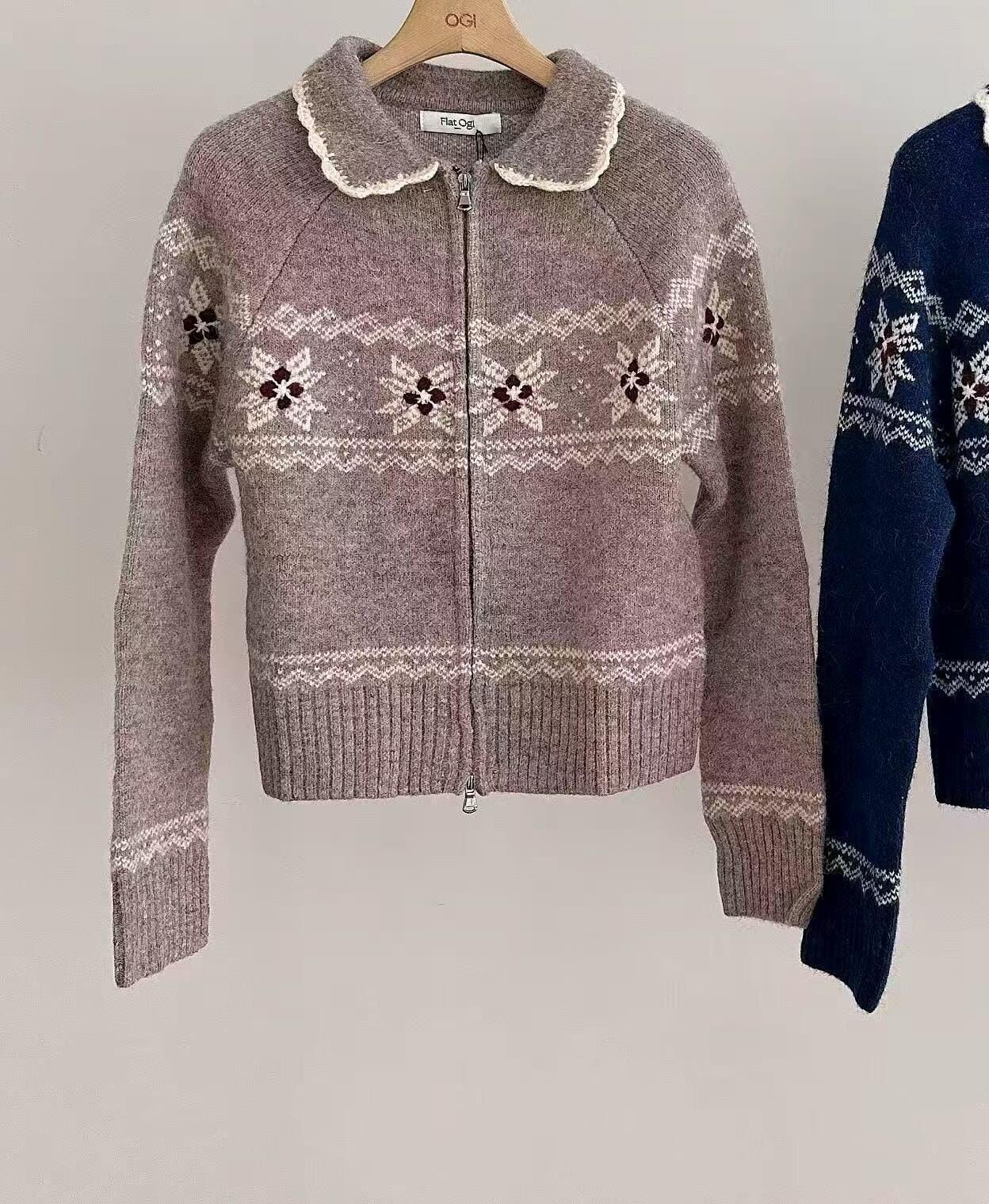 OG5429 雪花圖案拉鍊外套 *特價* (優惠碼同充值購物金不適用)