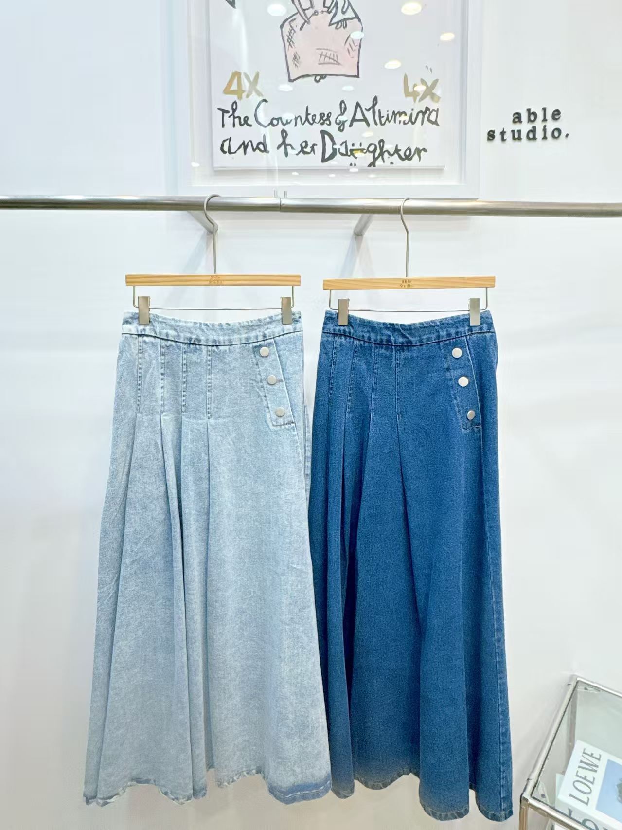 AS5422 百褶牛仔長裙