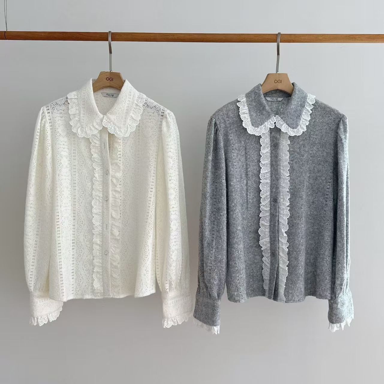 OG5434 通花織布花邊恤衫