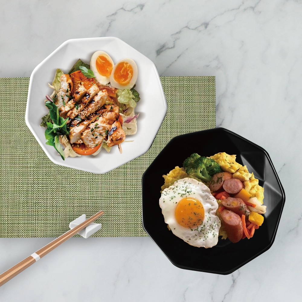 鑽石沙拉碗 黑色/白色 【陶杯杯瓷器】