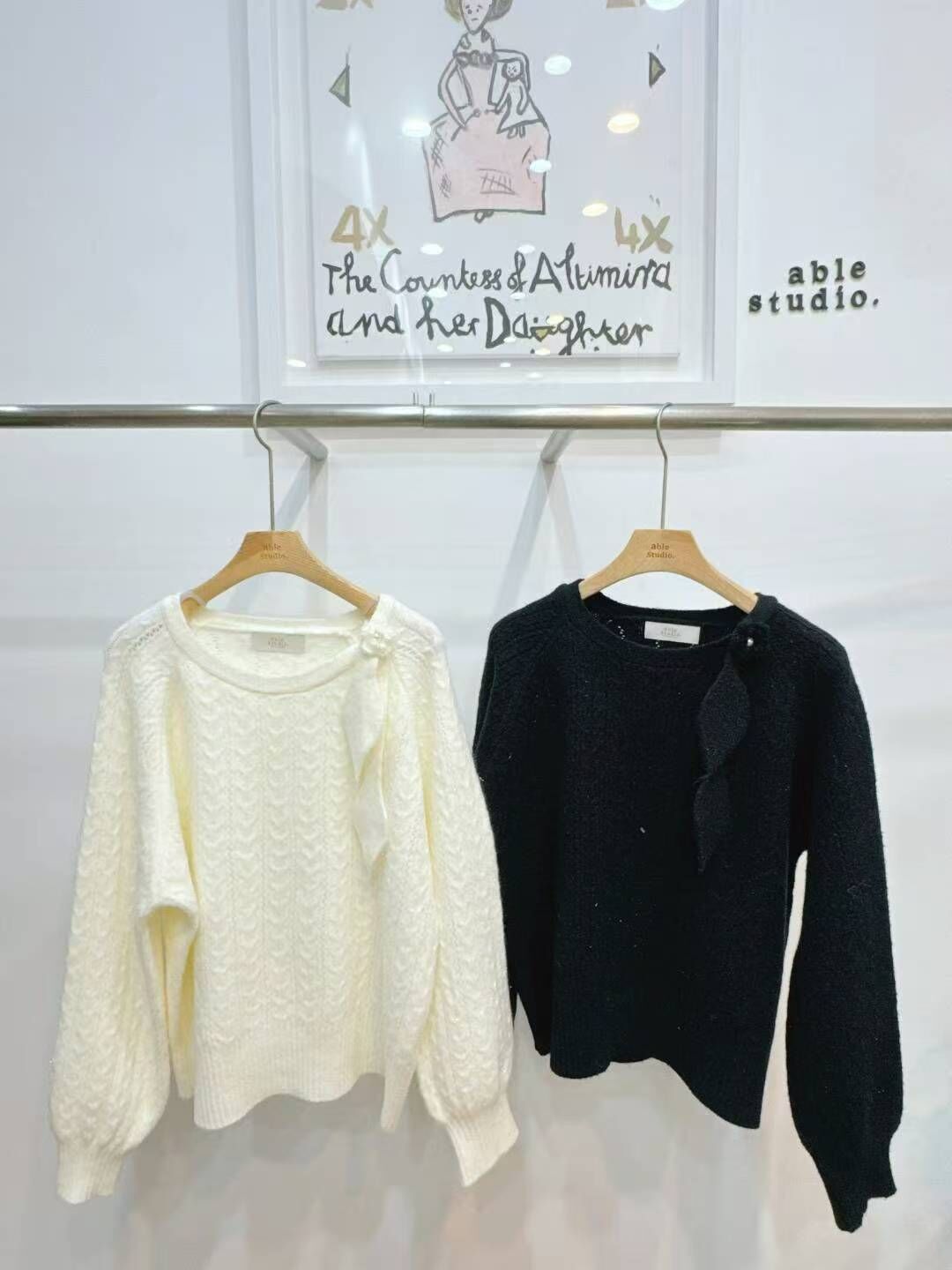 AS5438 單肩綁結麻花針織上衣