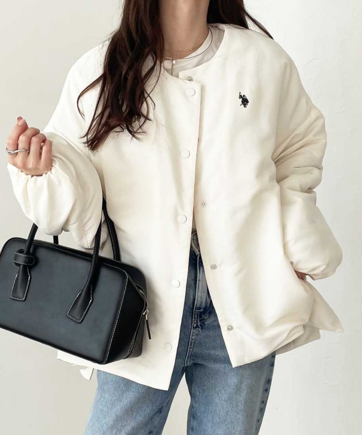 🇯🇵 GeeRA X U.S. POLO ASSN. 排扣 絎縫短夾克 外套 泡泡袖 寬鬆 / 預購