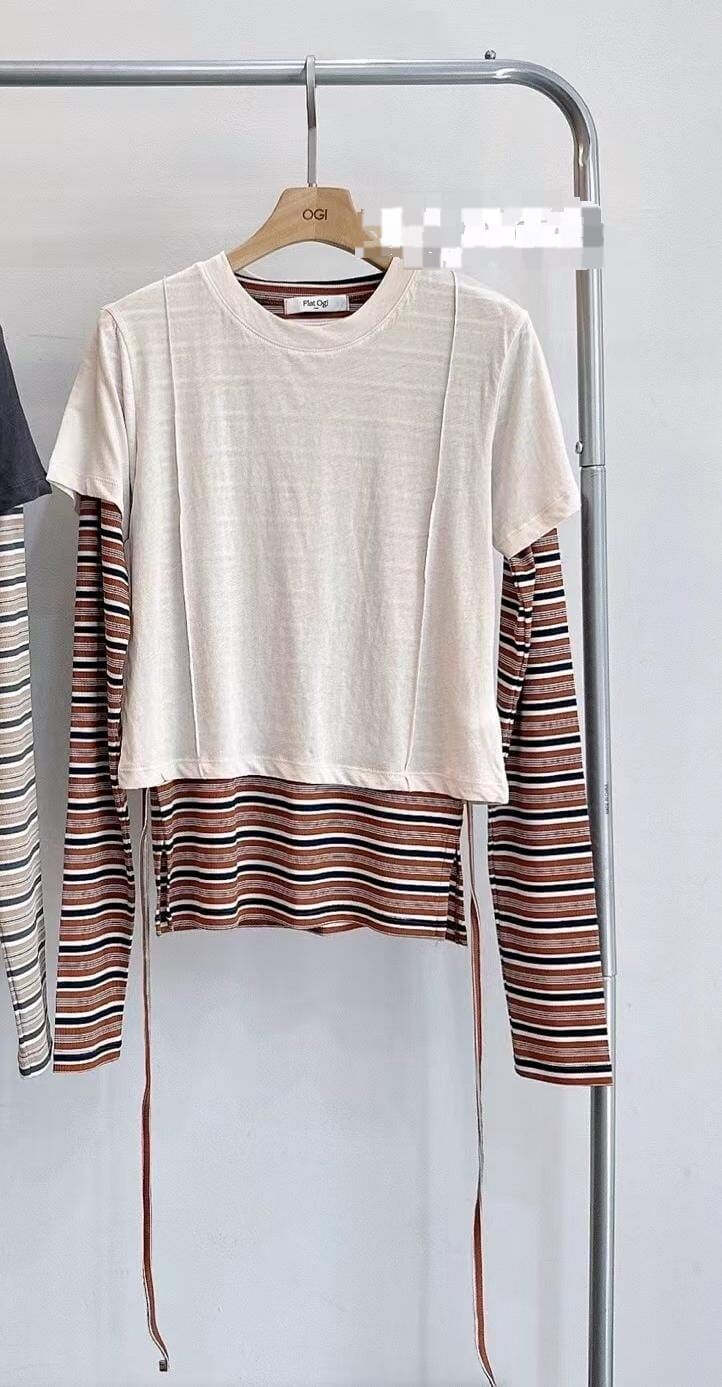 OG5451 假兩件條紋層次Tee *特價* (優惠碼同充值購物金不適用)