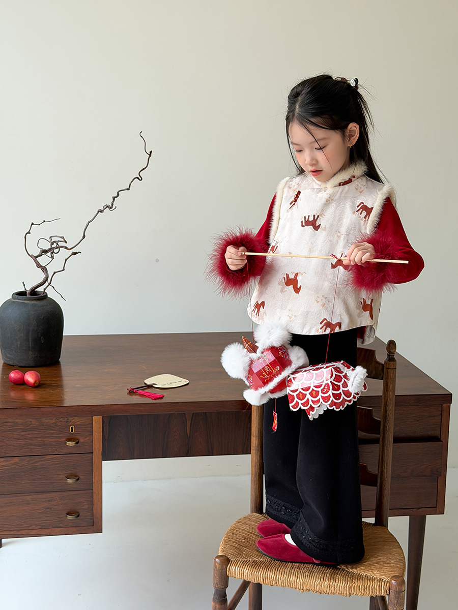 貴氣奢雅水貂毛旗袍背心(90-170)