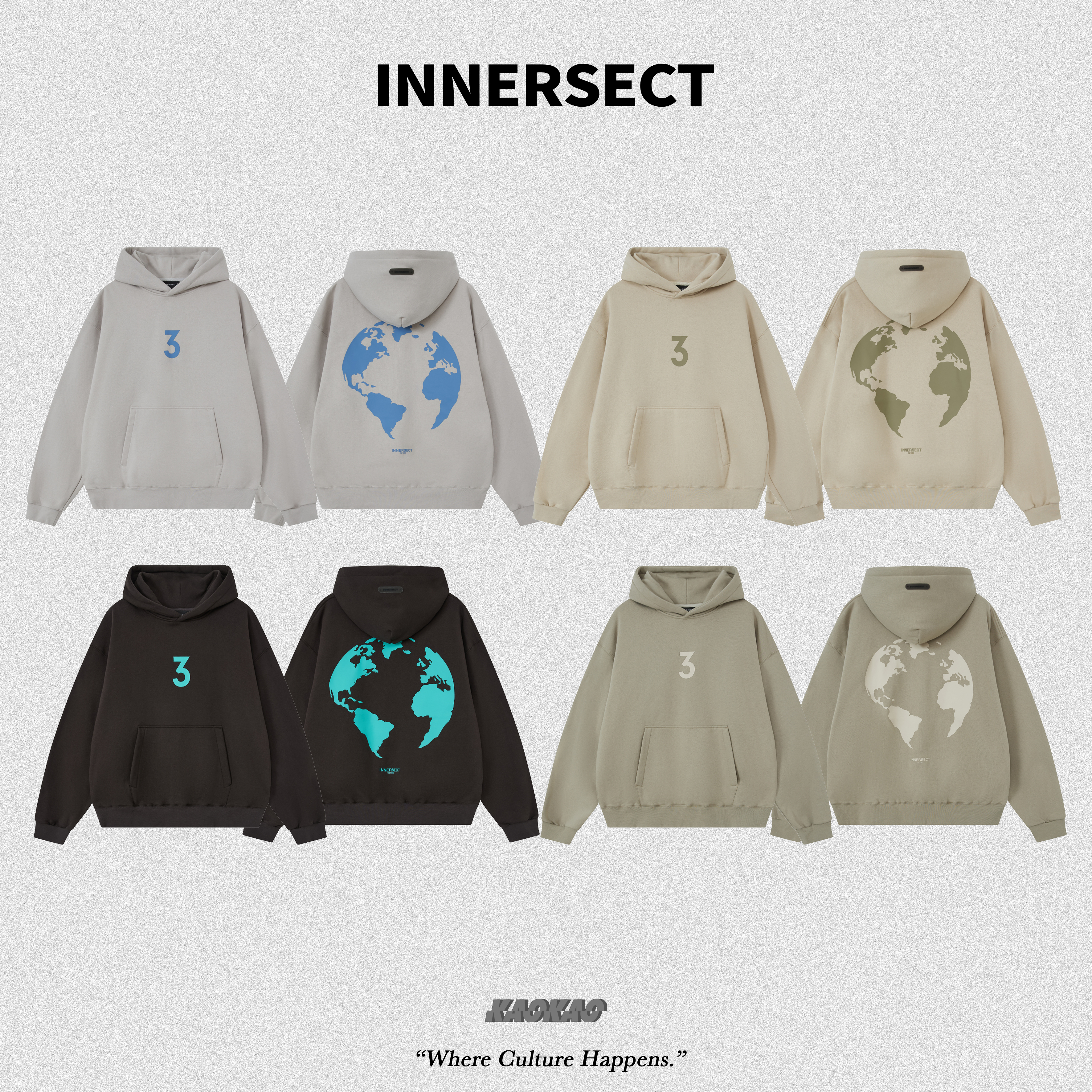 預購1/25抵台 INNERSECT 三生萬物 彩色數字3 缺失地球印花 帽T 連帽上衣 男女同款【INN24FWTHD196】