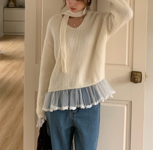 小裙擺長袖毛衣