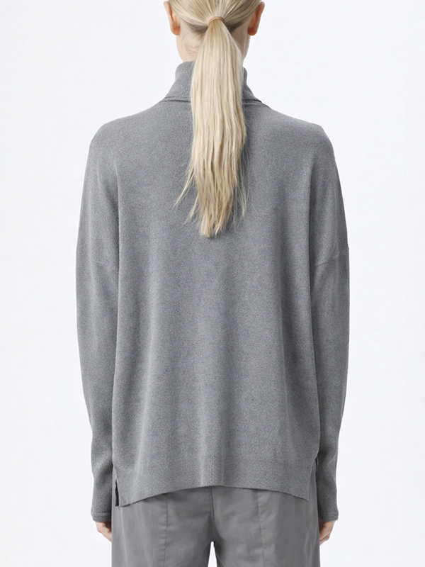 TRANSIT 高領側開叉上衣(淺灰)