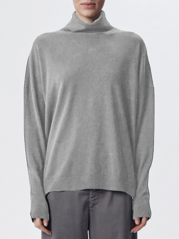 TRANSIT 高領側開叉上衣(淺灰)