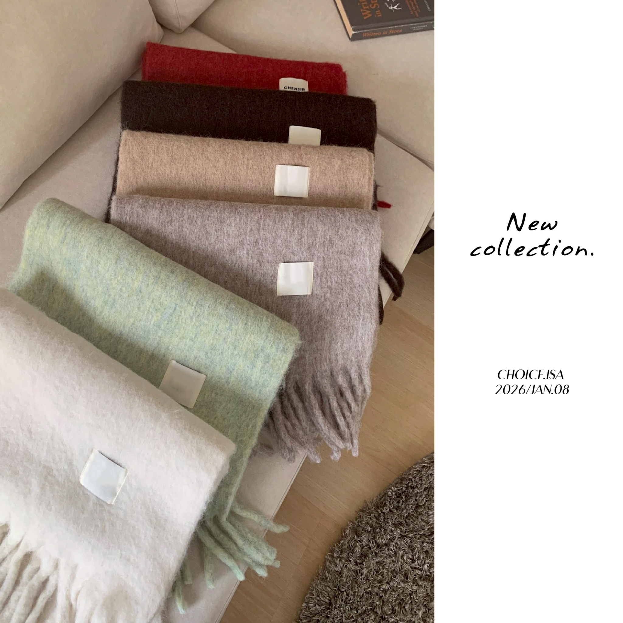 ISA_(包色!)時髦保暖一次到位 流蘇羊毛圍巾_51257