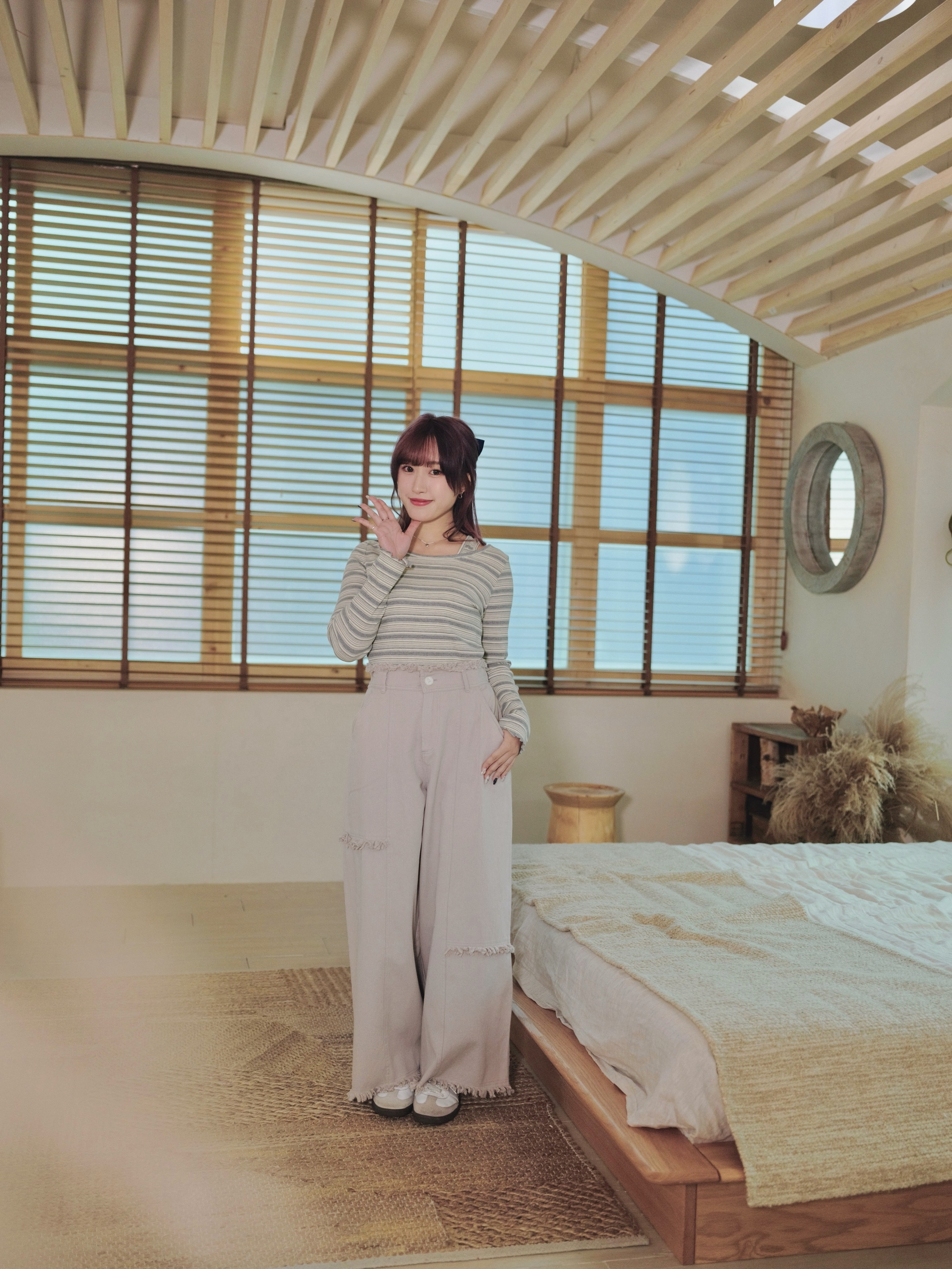 三色 / 流蘇造型感闊腳長褲 / Frayed Hem Wide-Leg Pants