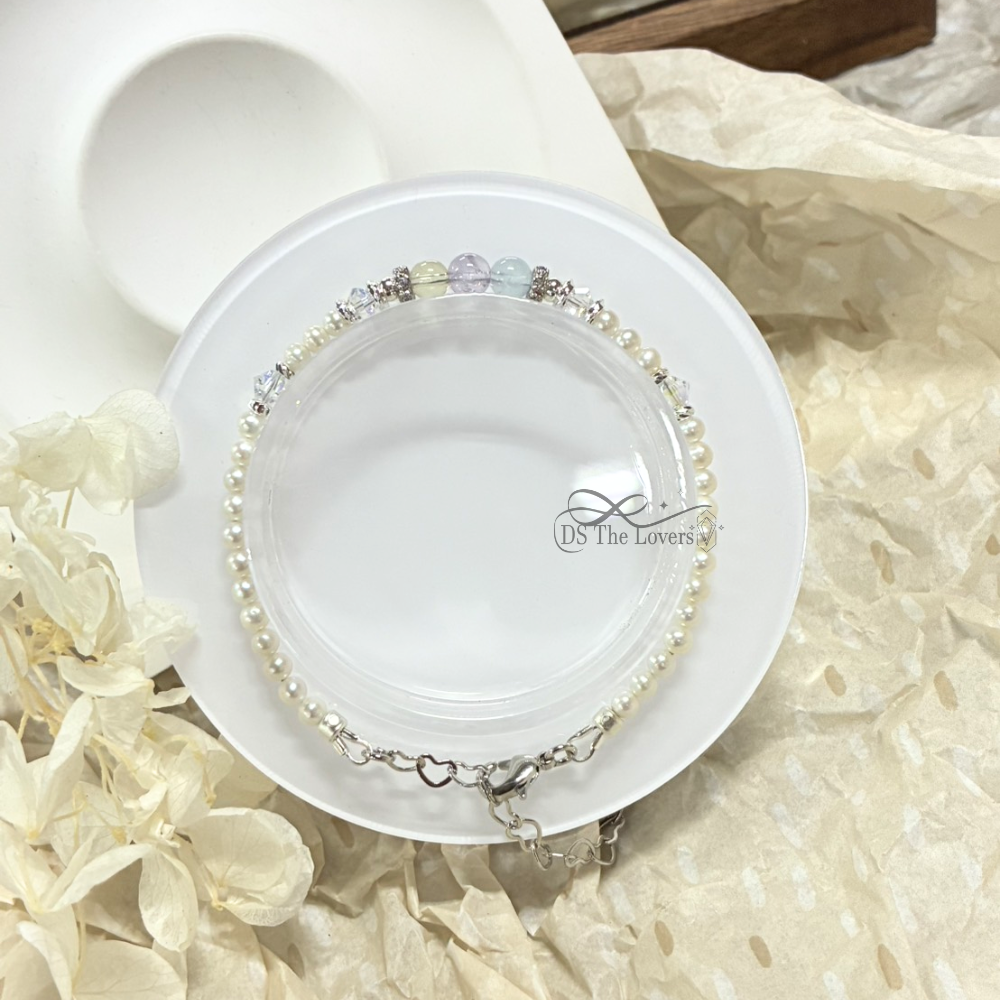 天然水晶設計款  原創設計「詩意流光」天然水晶手鍊| 海藍寶 黃水晶 紫水晶 天然高品珍珠 施華洛水晶 |能量手鍊