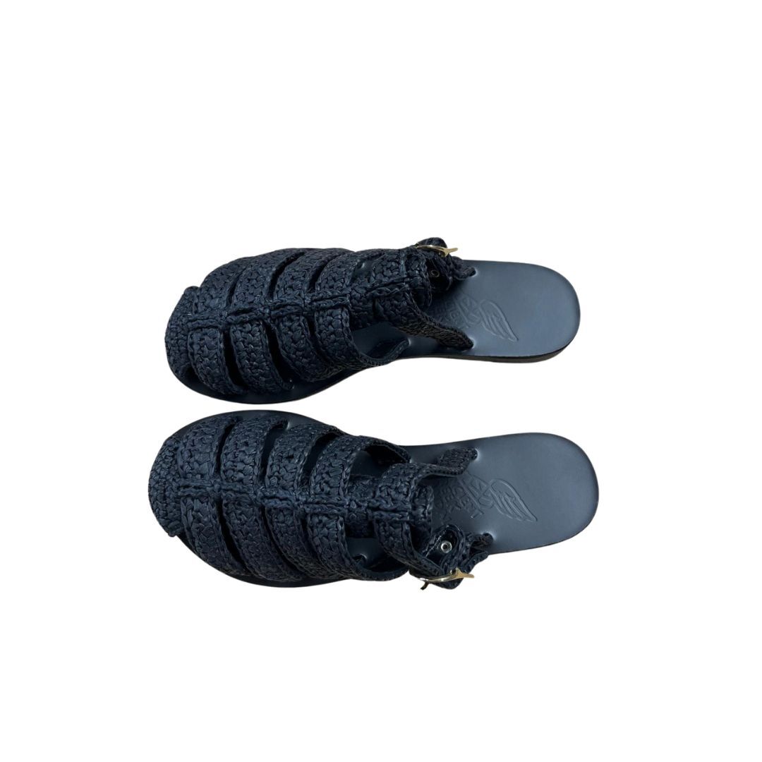 1FO0416-002 [ANCIENT GREEK SANDALS] Cosmia-Raffia-Black #1693260 (S-EU-E)