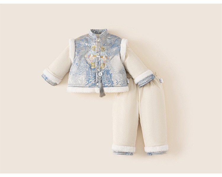 [陸製]過年服｜藍色刺繡套裝