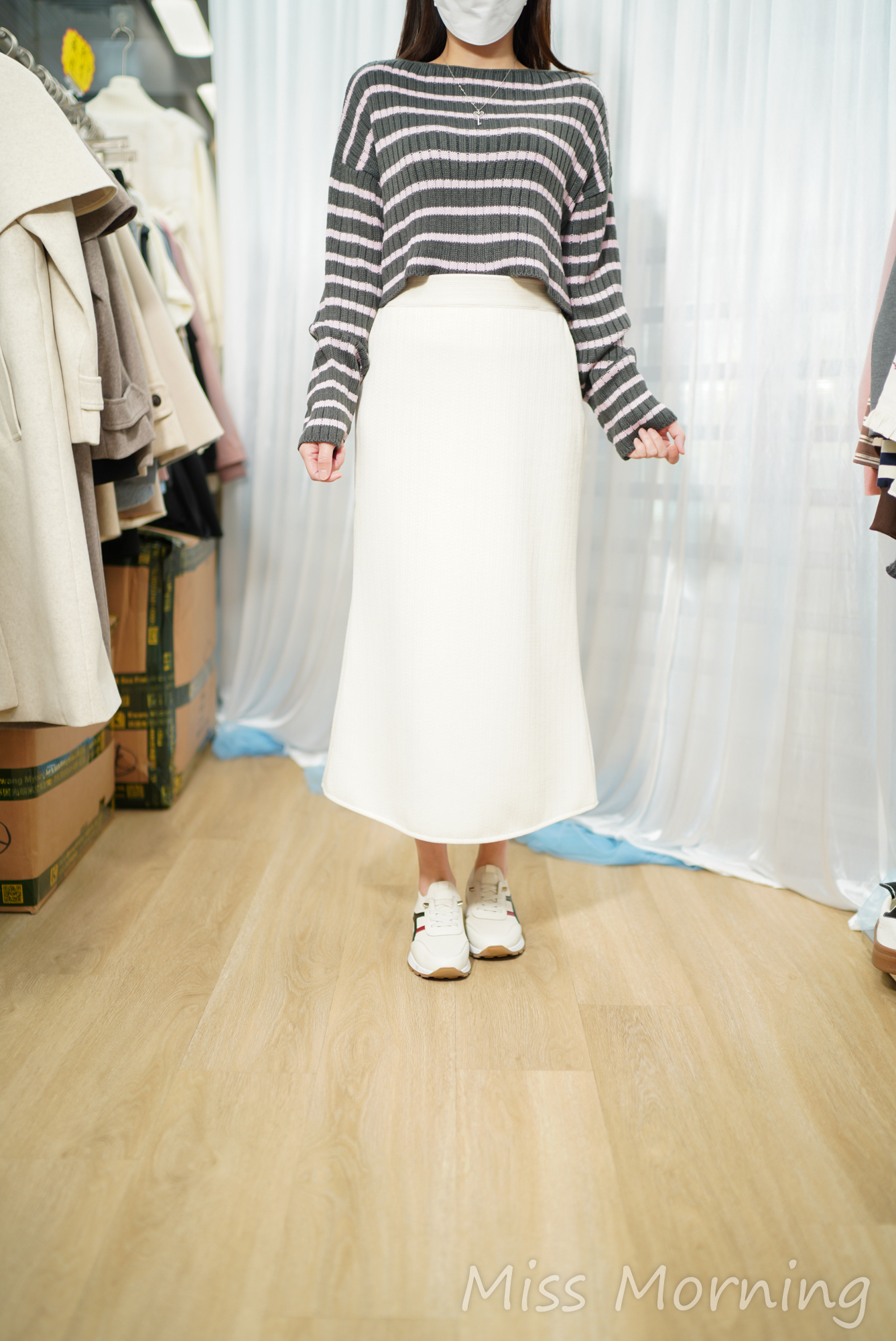 時尚感中短條子上衣(15024)&簡約氣質顯瘦魚尾裙(34093)