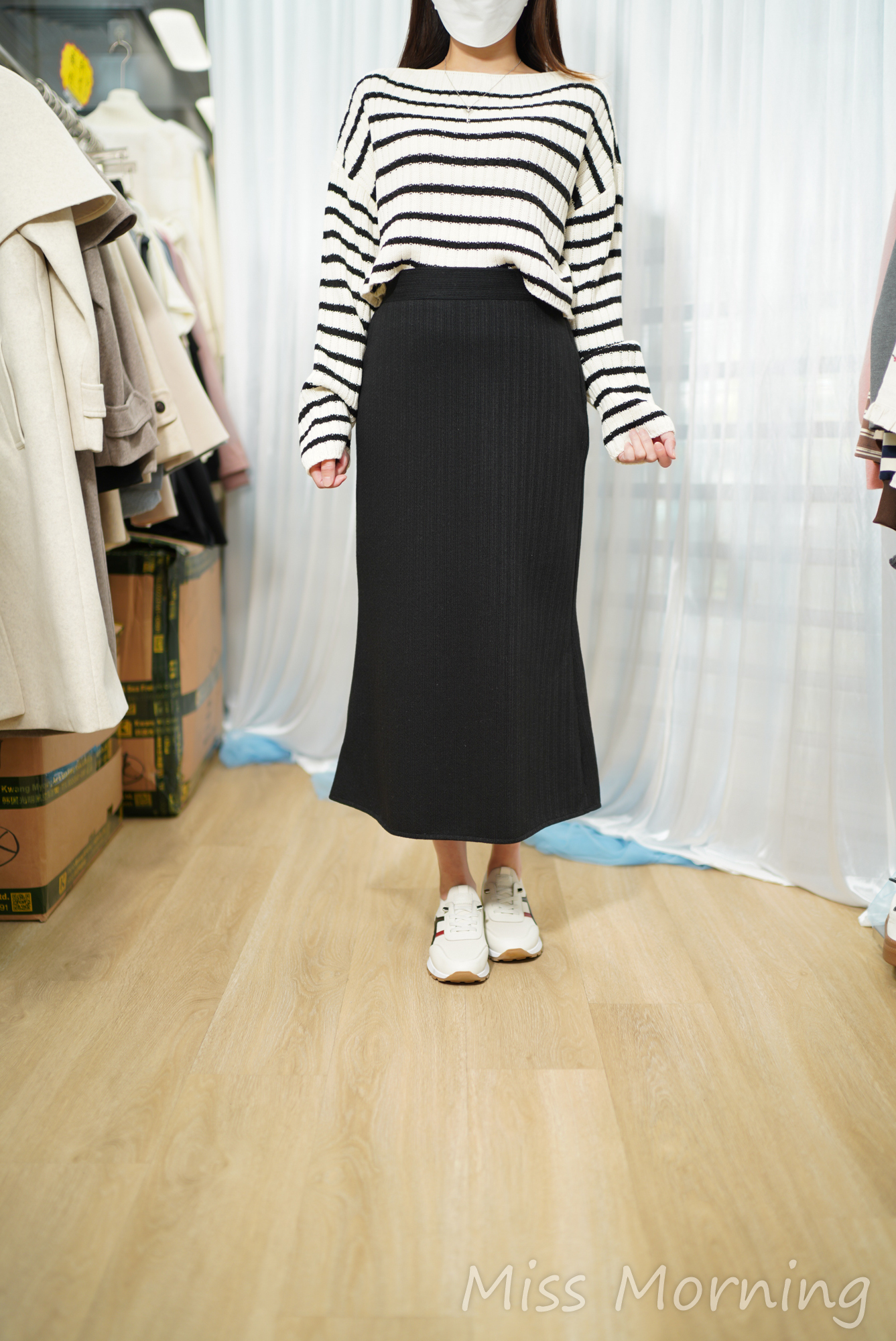 時尚感中短條子上衣(15024)&簡約氣質顯瘦魚尾裙(34093)