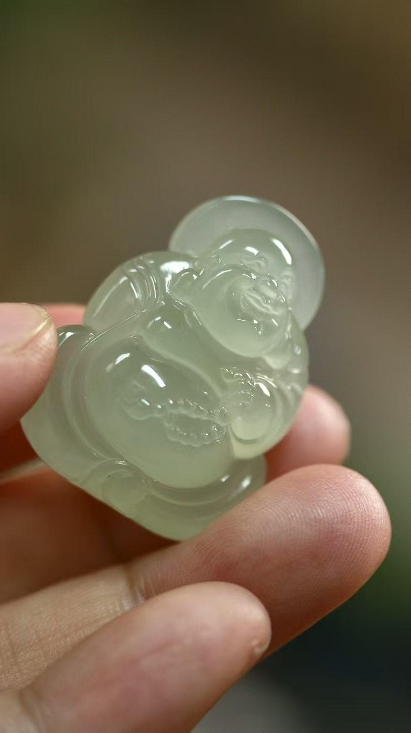 和田玉冰晴水佛公,天然和田玉軟玉