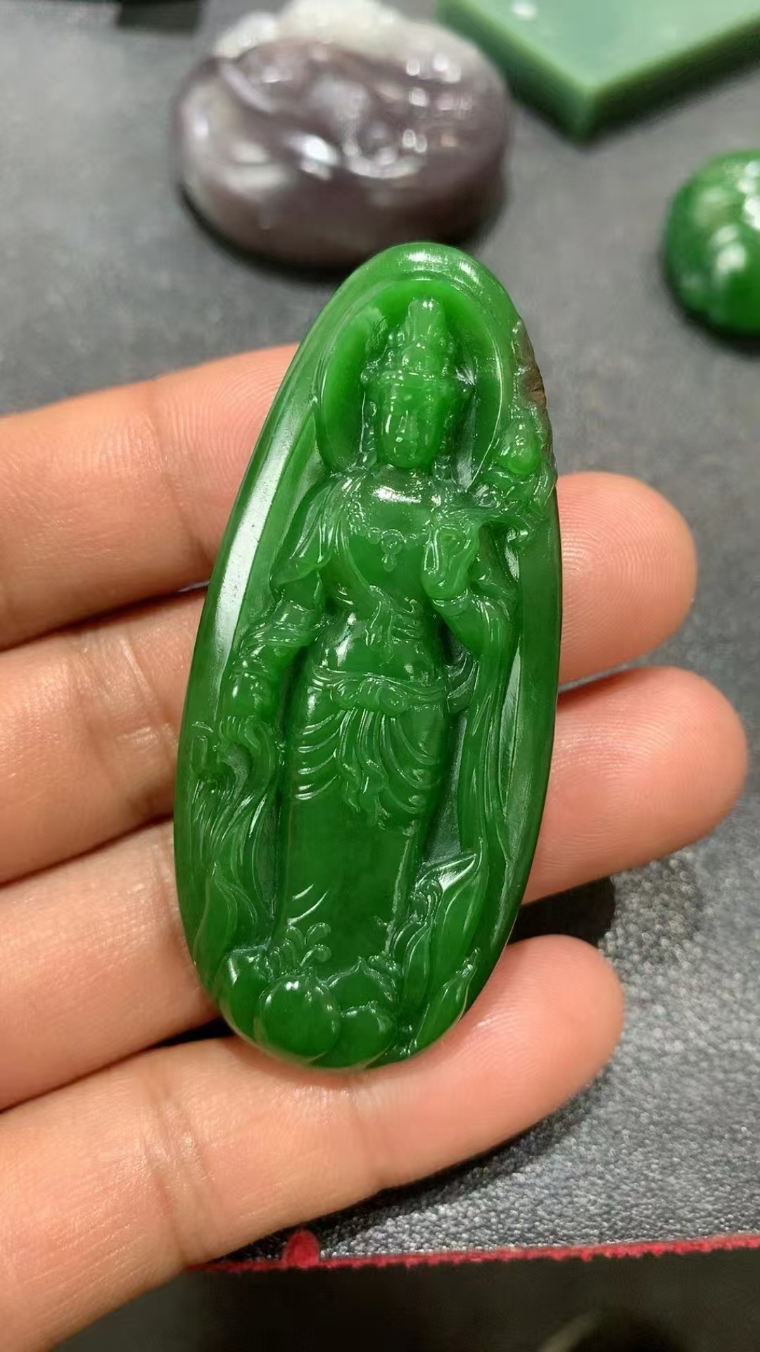 和田玉觀音吊墜,天然和田玉軟玉