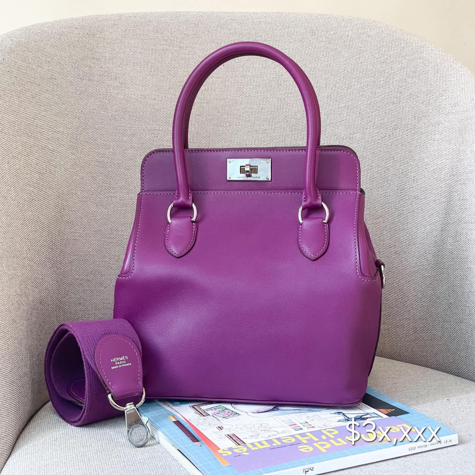 Preloved Hermès Toolbox Swift P9 Anemone PHW HK$3x,xxx   (HK$2,000 即時落訂)