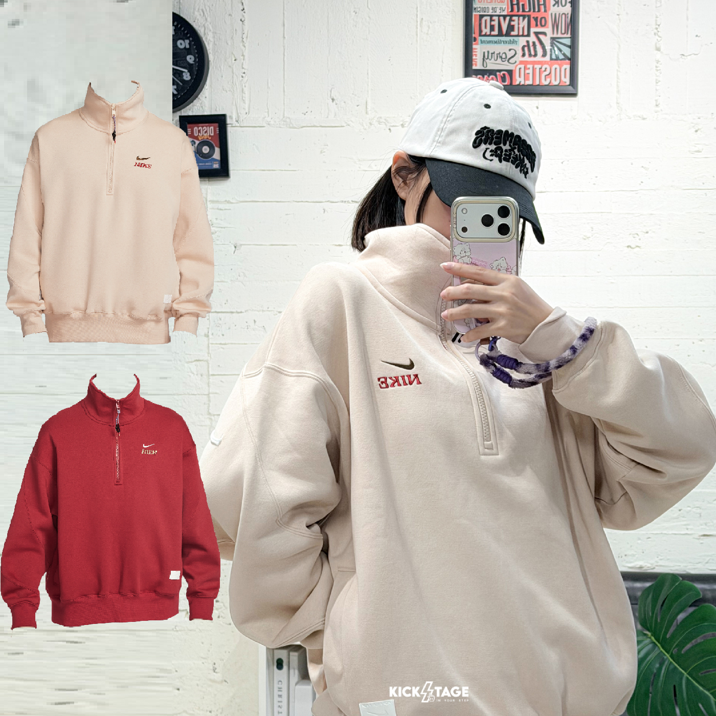 男款 NIKE NSW CNY TEE 紅色 沙色 馬年 新年 印花 飛馬 內刷毛 立領 寬鬆 刺繡 長T【IQ3708】NKTF