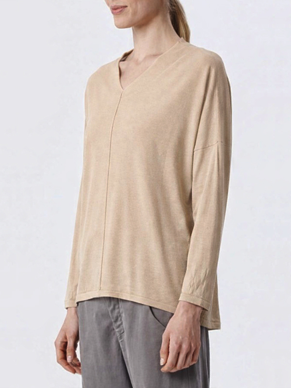 TRANSIT V領針織上衣(卡其)