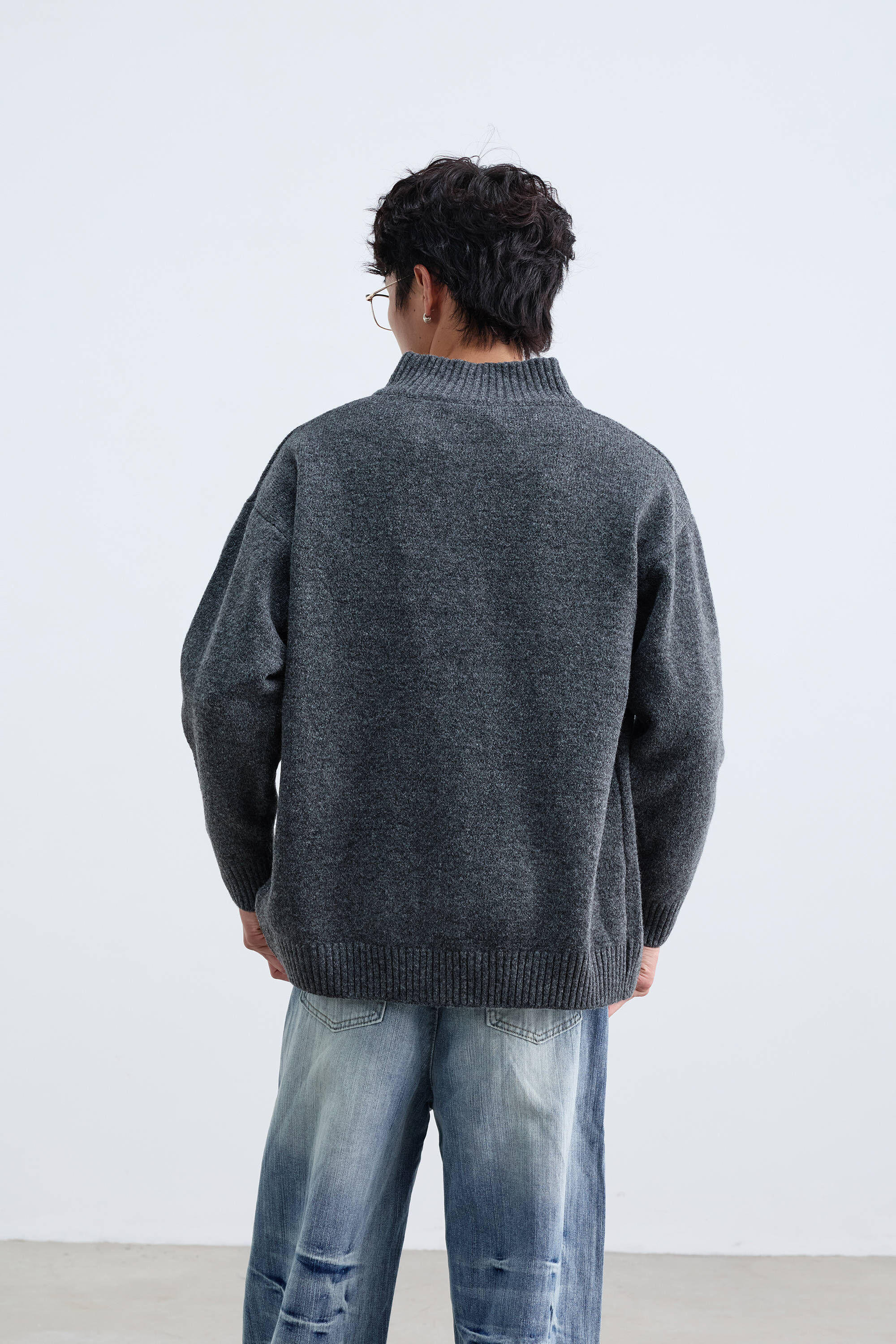 - SIMPLEACTION - 韓式雙拉鍊立領針織毛衣