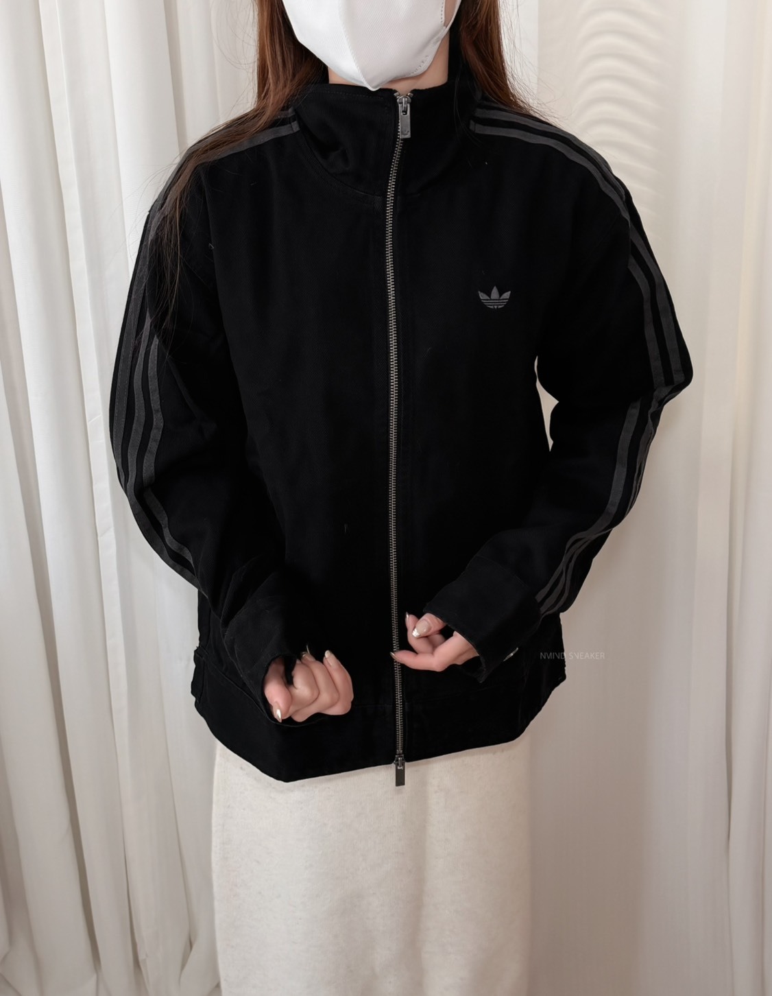 ADIDAS ORIGINALS 異材質拼接 ALL BLACK牛仔外套 黑色